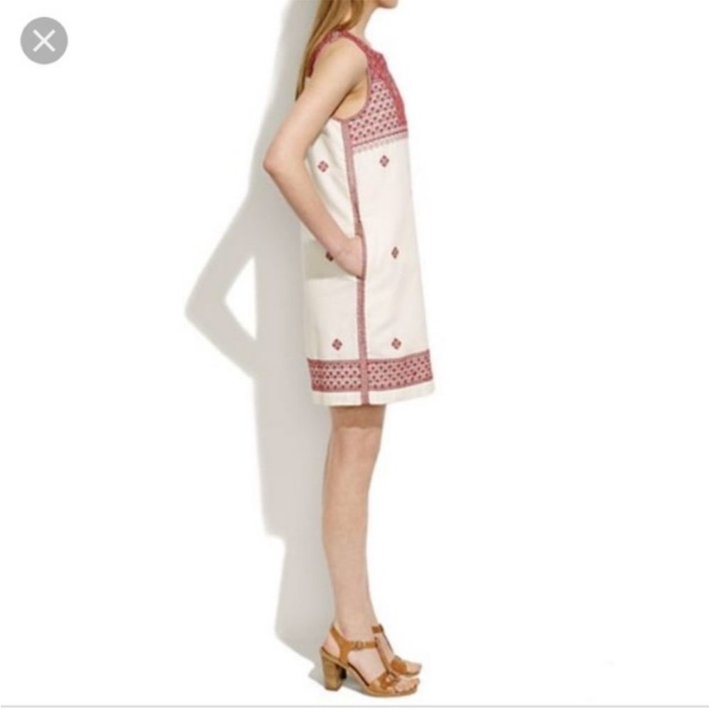 NWOT Madewell Embroidered Red Mosaic Cross Stitch Summer Dress Size 4 S Small - Picture 3 of 7